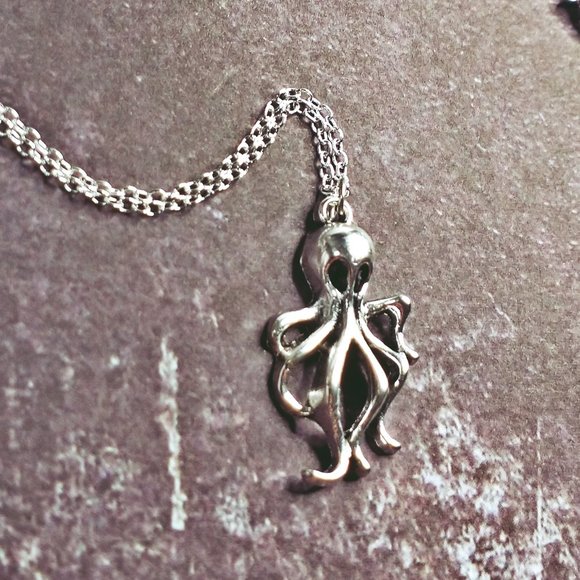 Dainty Silver Octopus Necklace - Picture 2 of 4